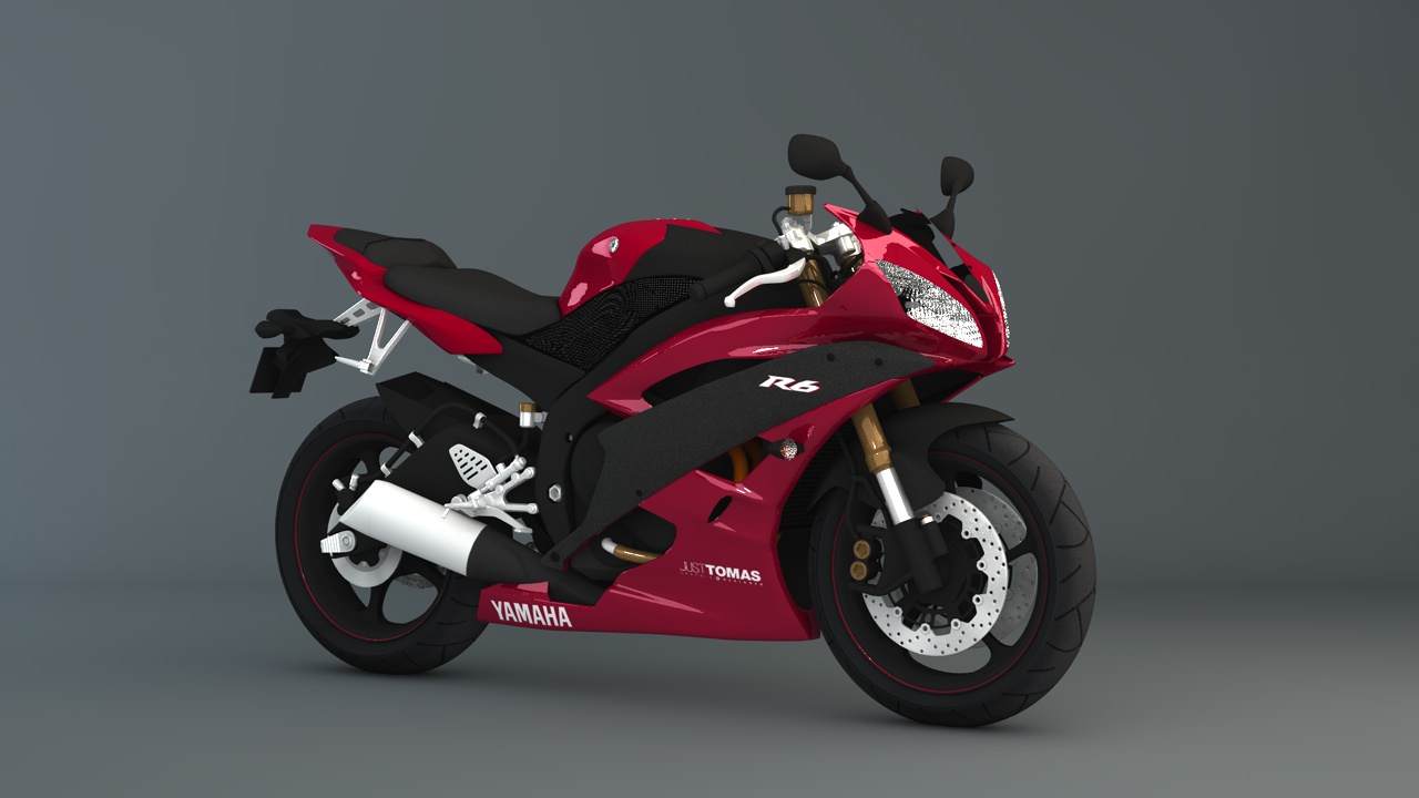 Yamaha R6 2007 Red 3D model_2