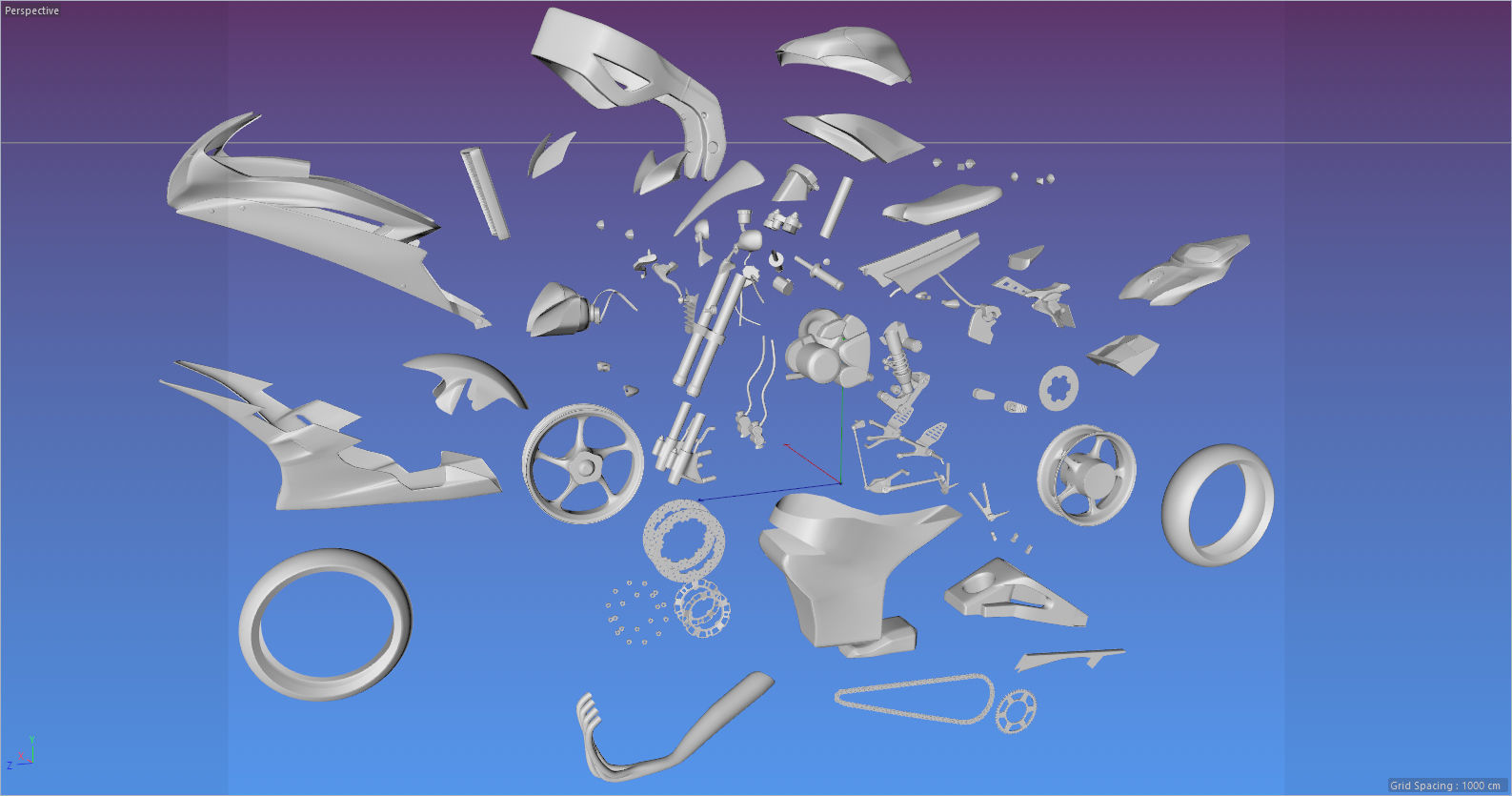 Yamaha R6 2007 Red 3D model_9