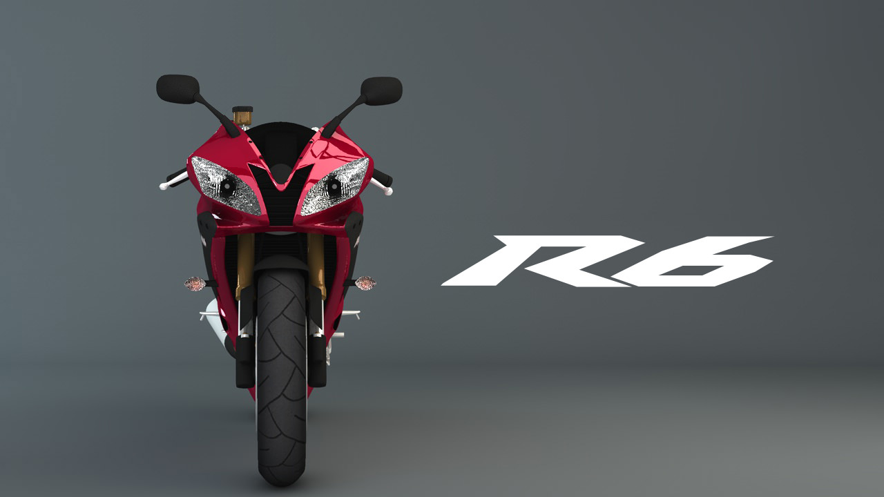 Yamaha R6 2007 Red 3D model_1