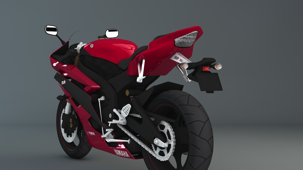 Yamaha R6 2007 Red 3D model_3