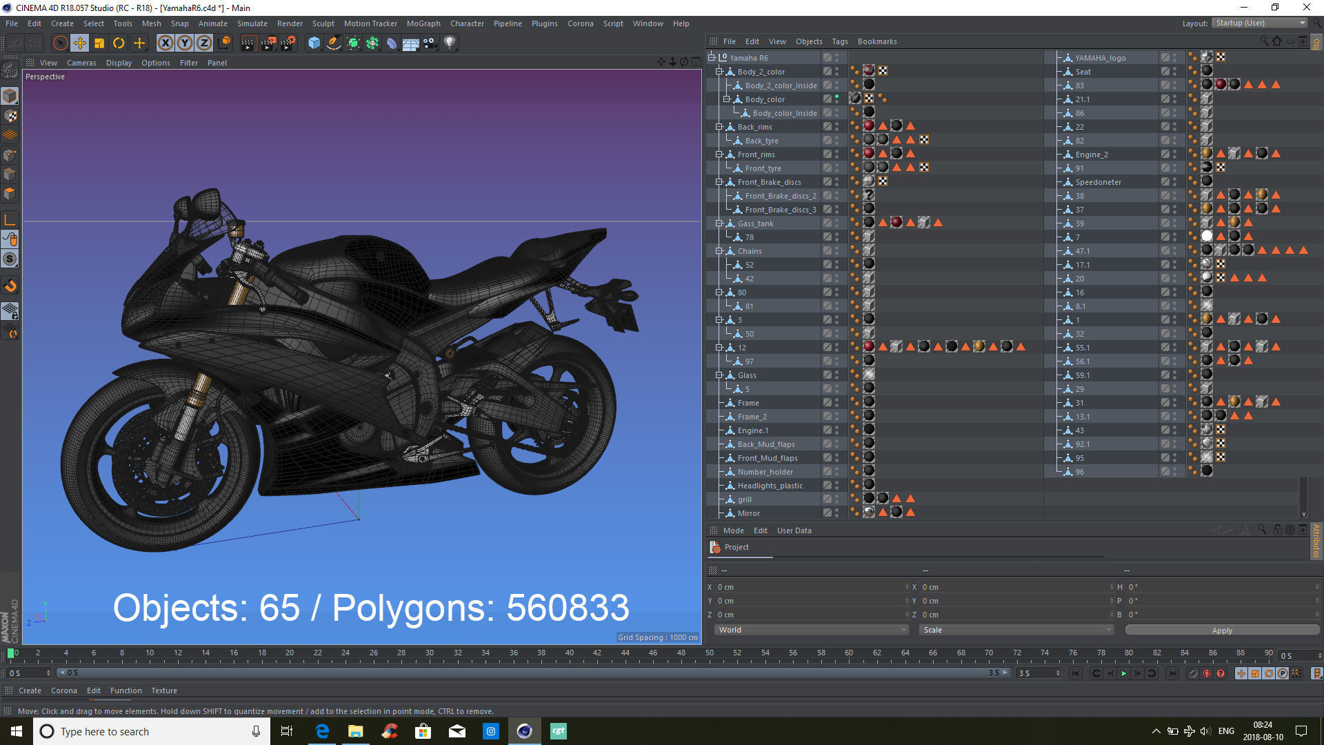 Yamaha R6 2007 Red 3D model_8