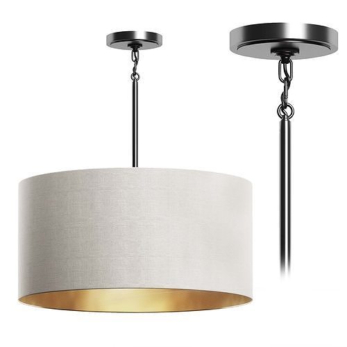 RESTORATION HARDWARE CICERO ROUND SHADE PENDANT White Linen 3D model