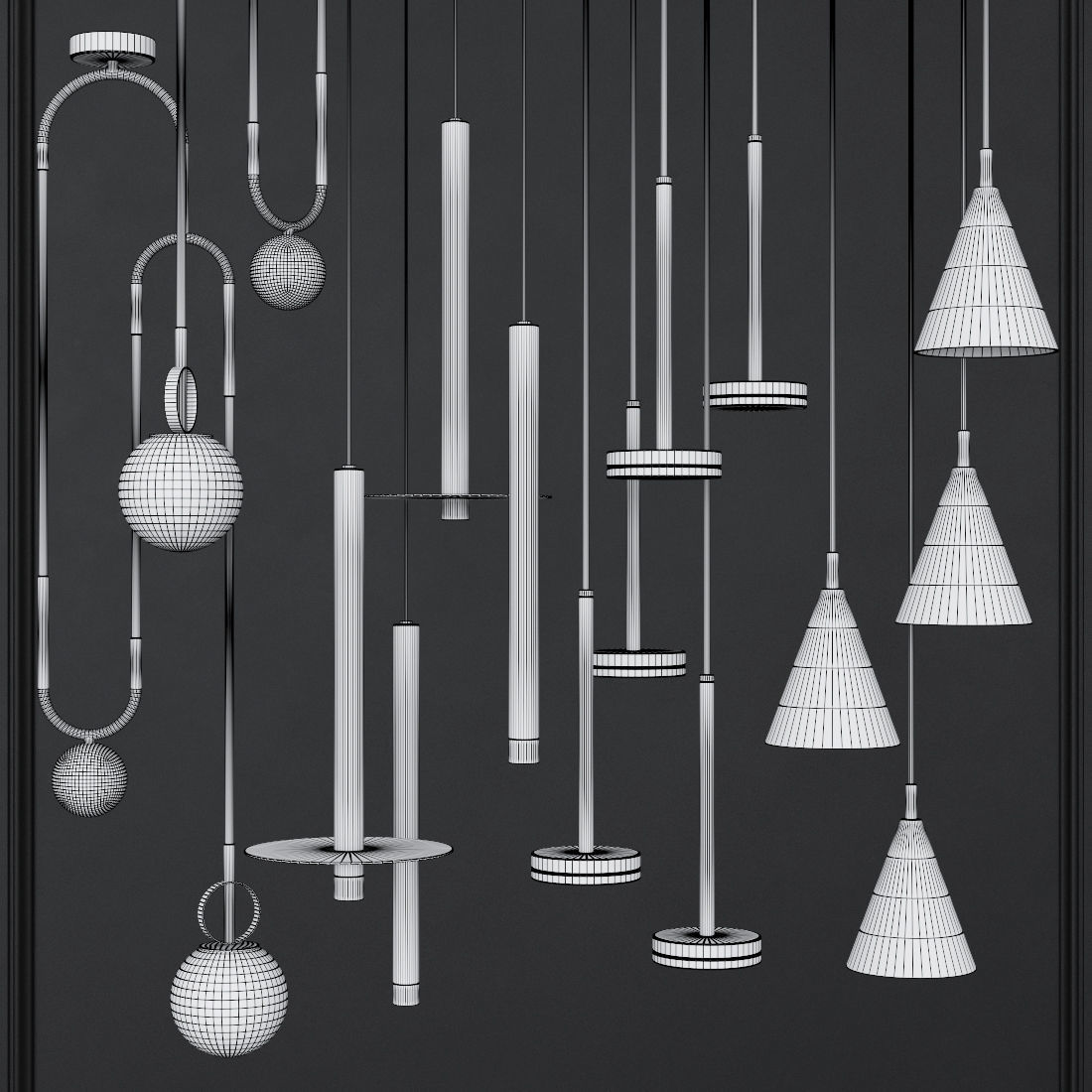 Pendant lights set 022 3D model_1