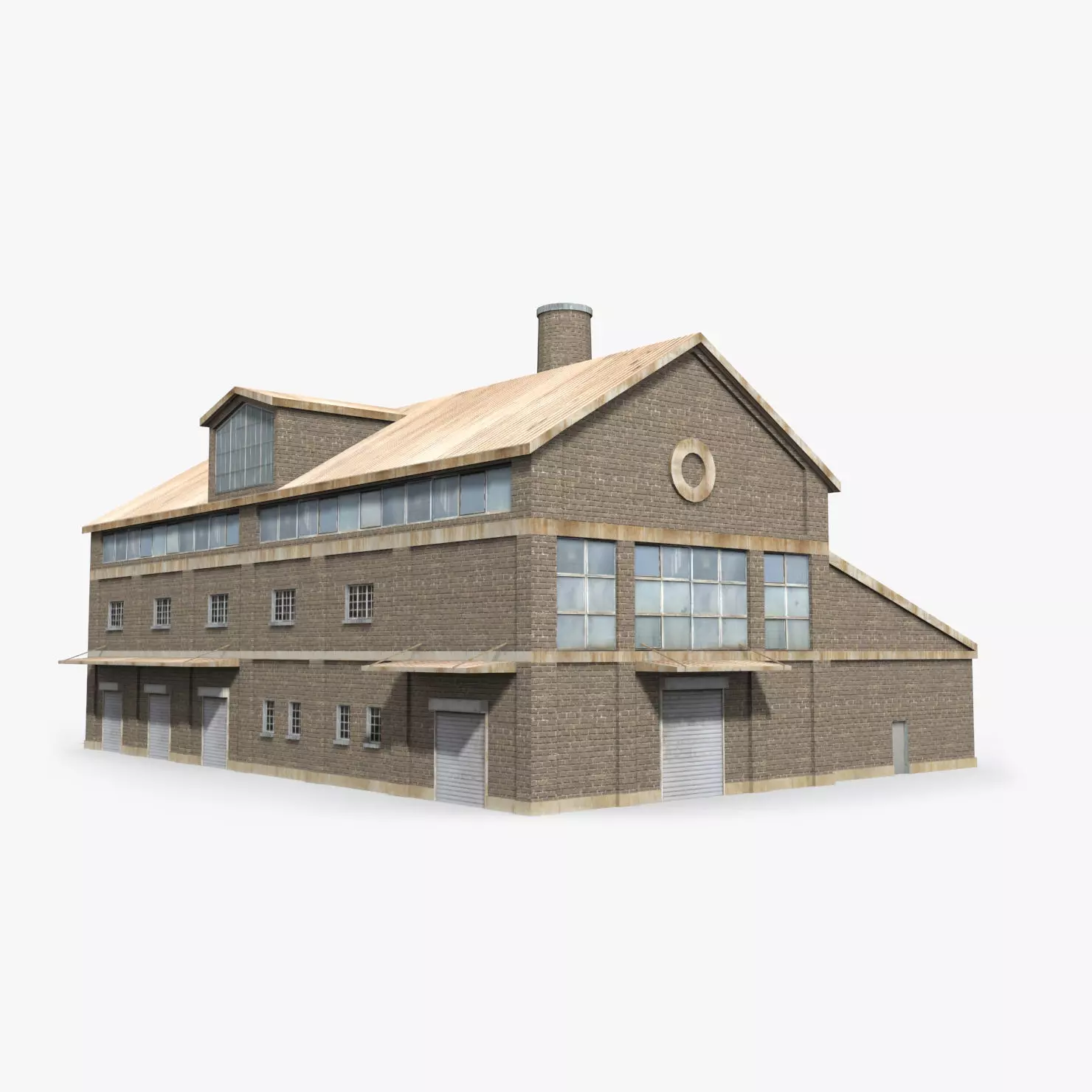 Factory x3 Low-poly 3D model