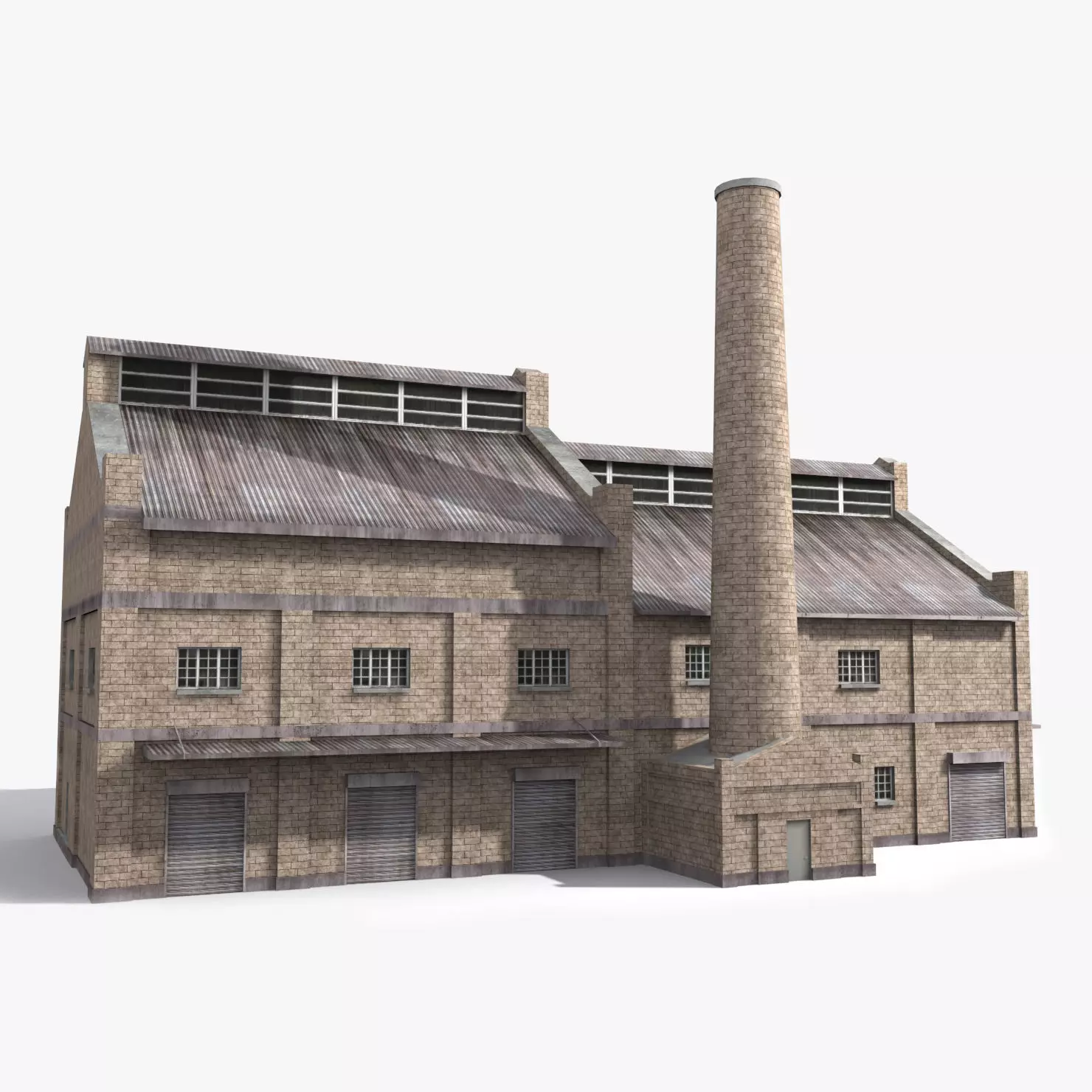 Factory x4 Low-poly 3D model