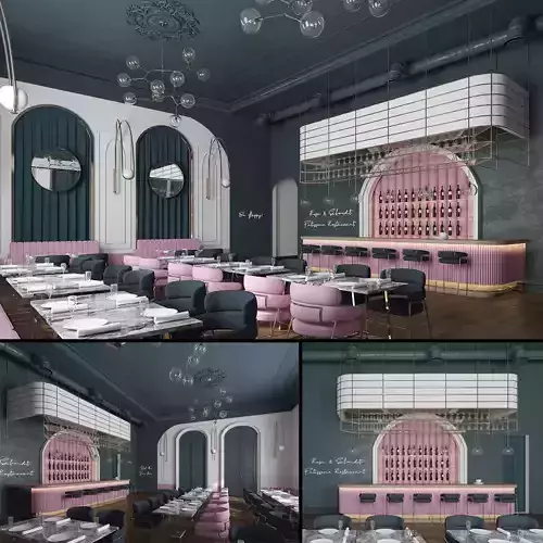 Luxury Glam Restaurant 3D model
