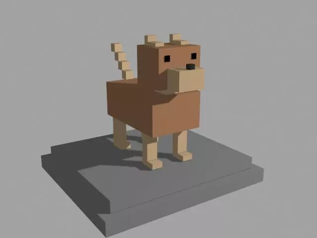 VOXEL DOG - MODEL 4 Low-poly 3D model_0