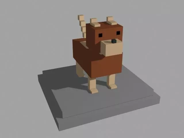 VOXEL DOG - MODEL 5 Low-poly 3D model_0
