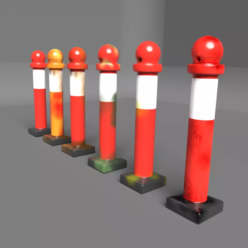 Safety Cone Red Color with 6 variation Texture Low-poly 3D model