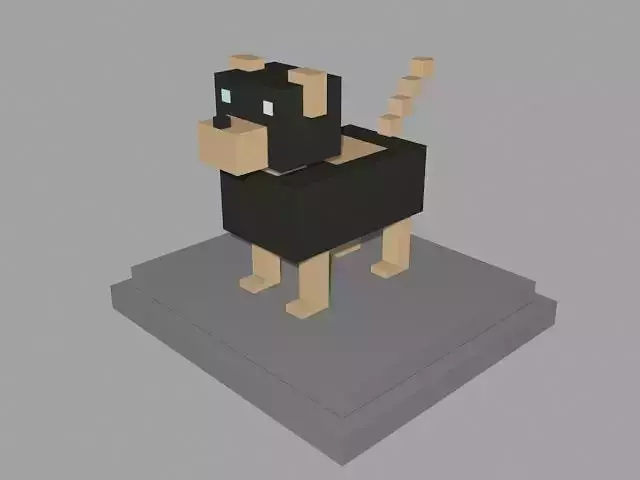 VOXEL DOG - MODEL 7 Low-poly 3D model