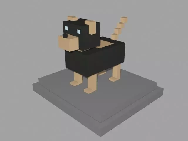 VOXEL DOG - MODEL 7 Low-poly 3D model_0