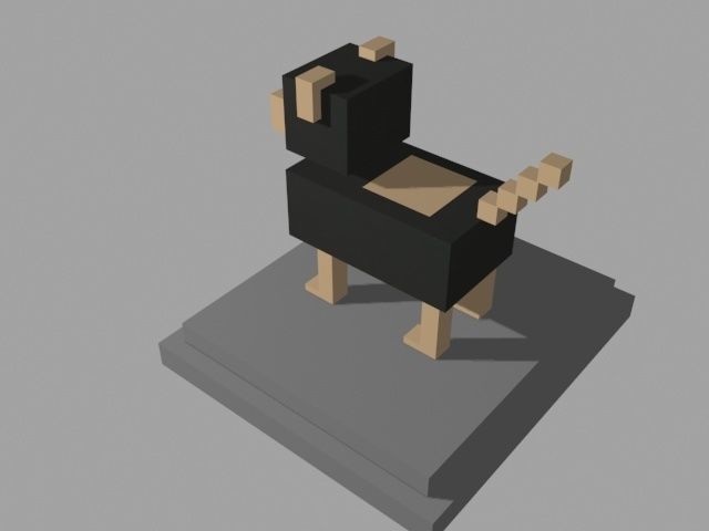VOXEL DOG - MODEL 7 Low-poly 3D model_4