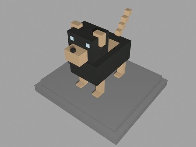 VOXEL DOG - MODEL 7 Low-poly 3D model_5