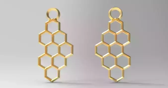 Hexagon earrings 3D print model