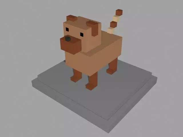 VOXEL DOG - MODEL 8 Low-poly 3D model_0