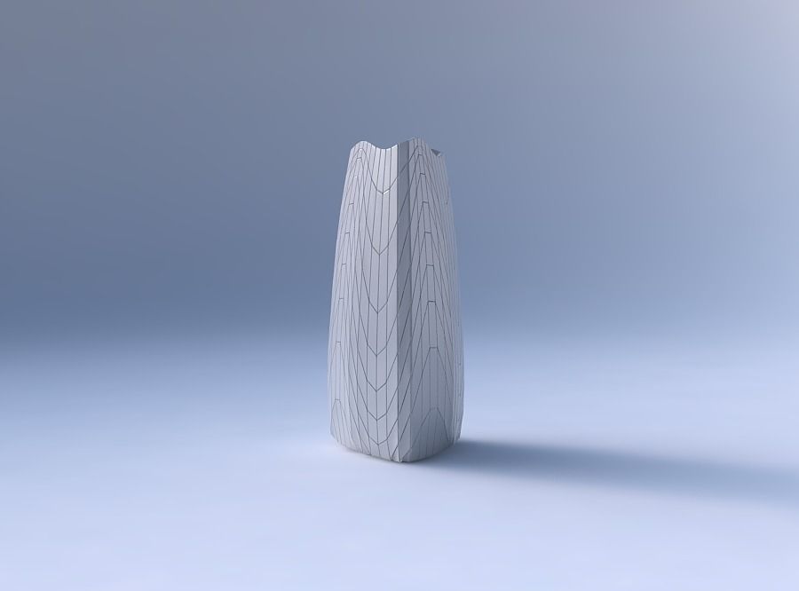 Vase triangle with wavy grid plates 3D print model_4