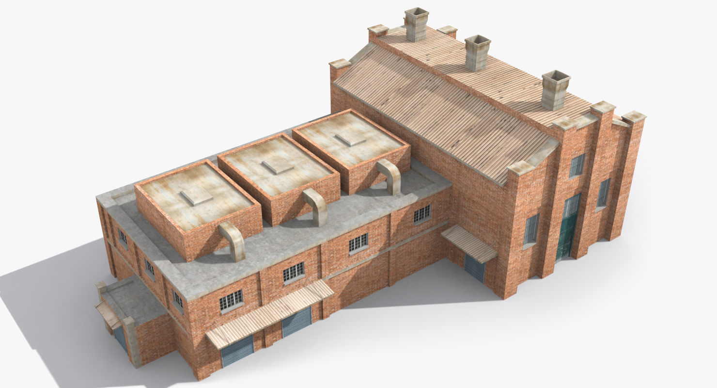 Factory x12 Low-poly 3D model_3