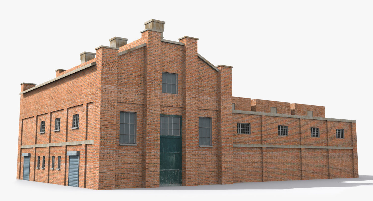 Factory x12 Low-poly 3D model_2