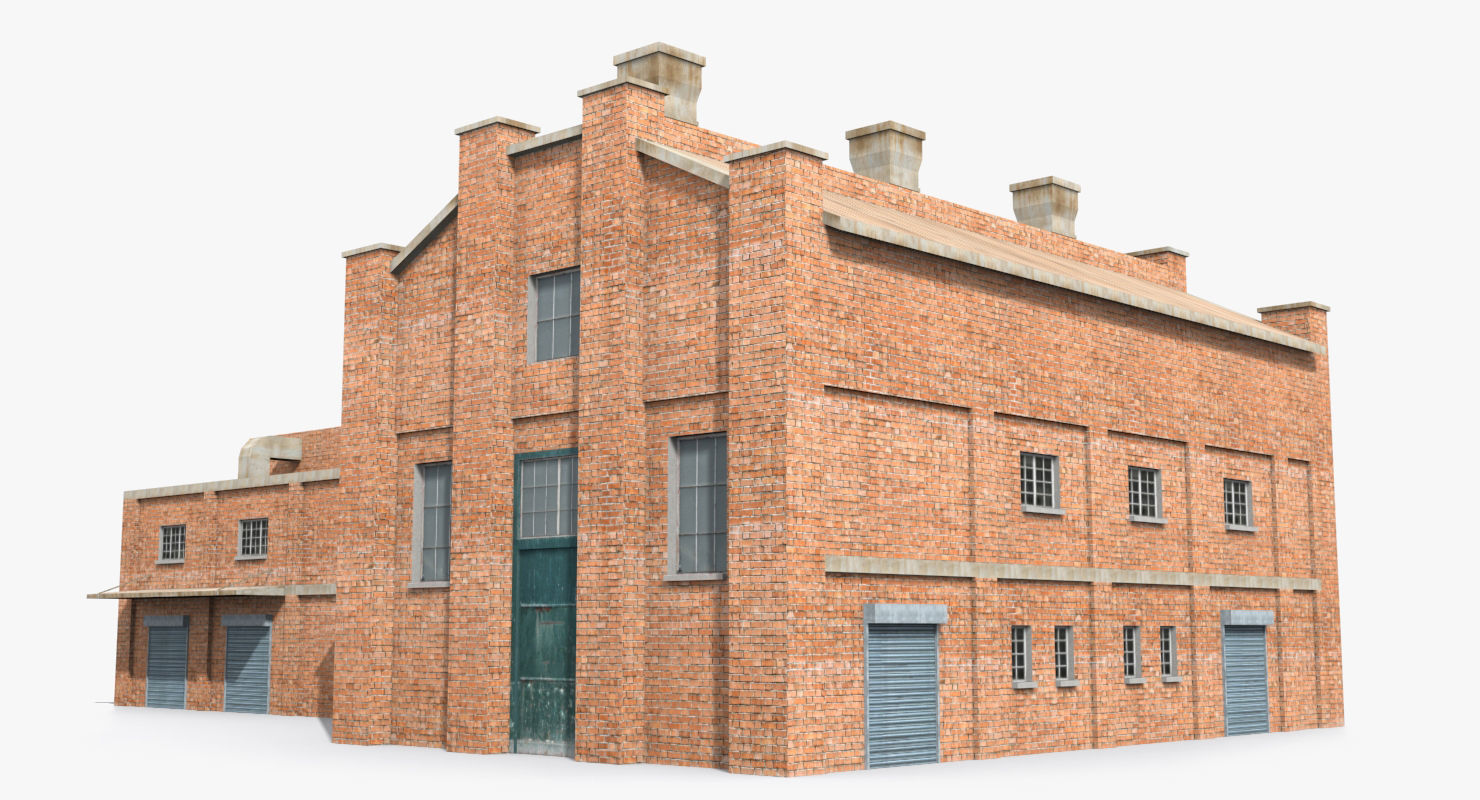 Factory x12 Low-poly 3D model_1