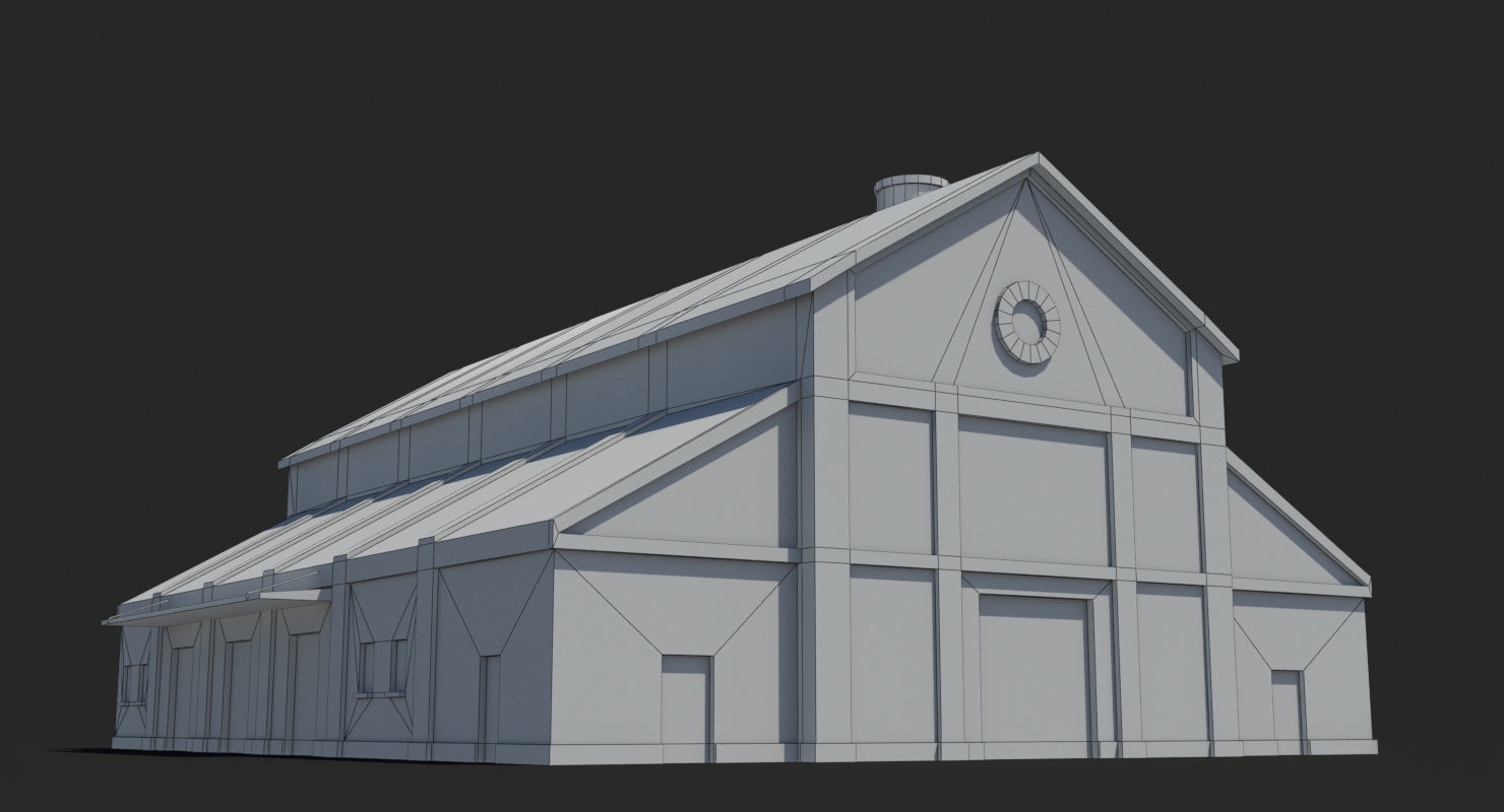 Factory x13 Low-poly 3D model_4