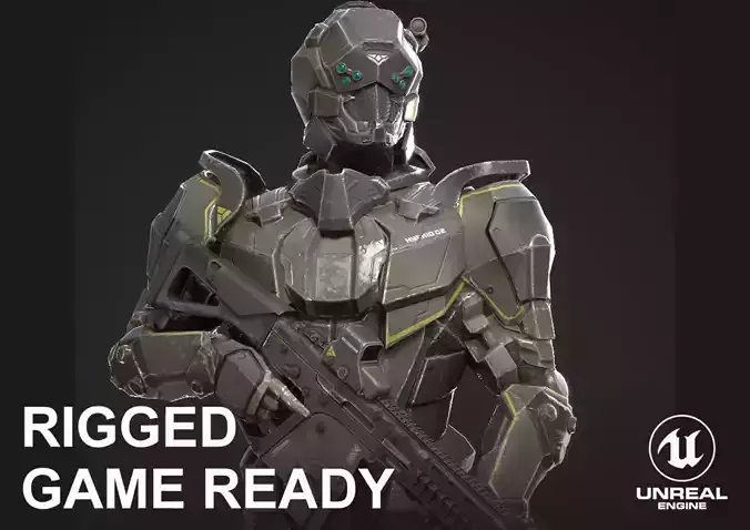 SciFi Soldier Character Low-poly 3D model
