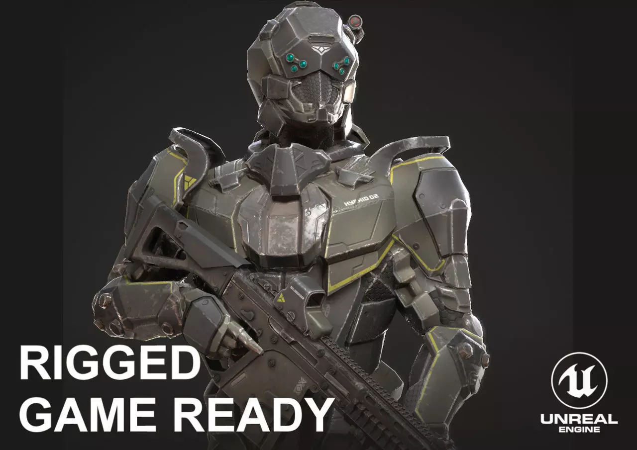 SciFi Soldier Character Low-poly 3D model_0