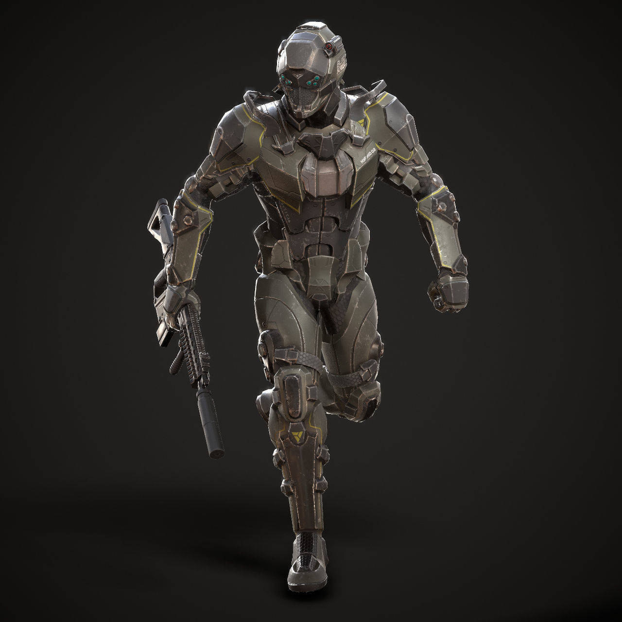 SciFi Soldier Character Low-poly 3D model_7