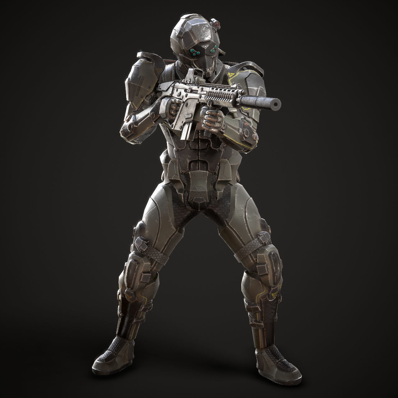 SciFi Soldier Character Low-poly 3D model_6