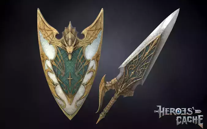 Monster Hunter World - Royal Nova Sword and Shield Set 3D Model Collection