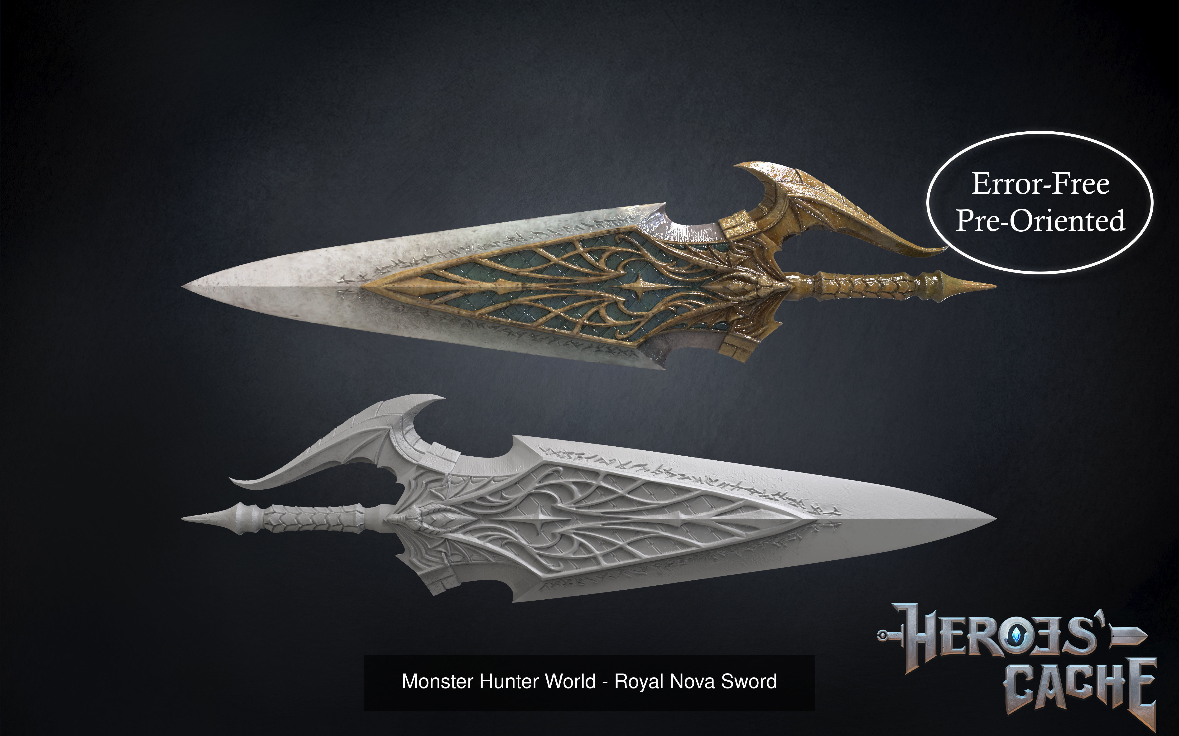 Monster Hunter World - Royal Nova Sword and Shield Set 3D Model Collection_1
