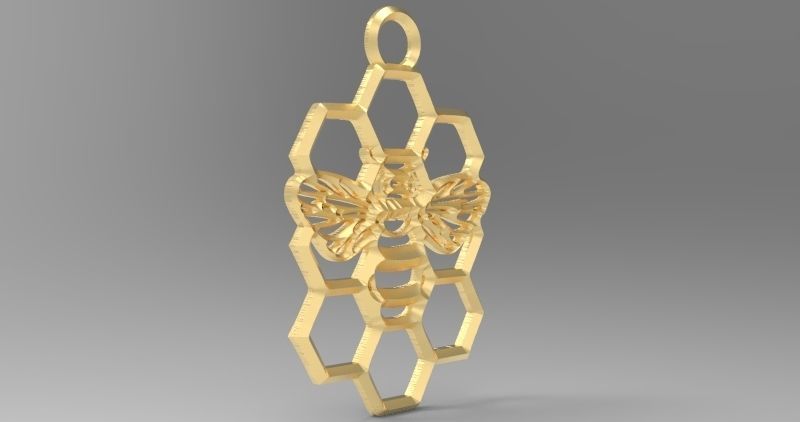 Honeycomb bee pendant 3D print model_1