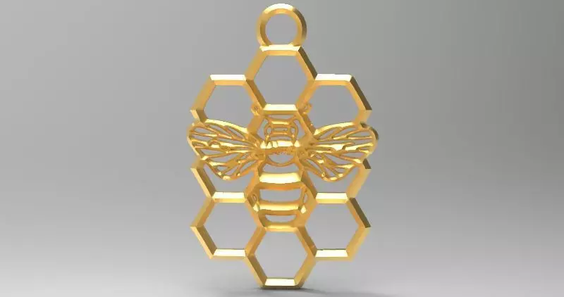 Honeycomb bee pendant 3D print model_0