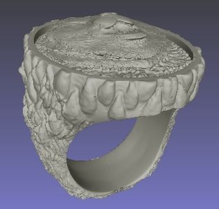 Solid wolf head ring 3D print model_1
