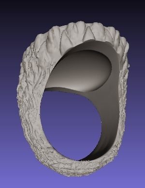 Solid wolf head ring 3D print model_3