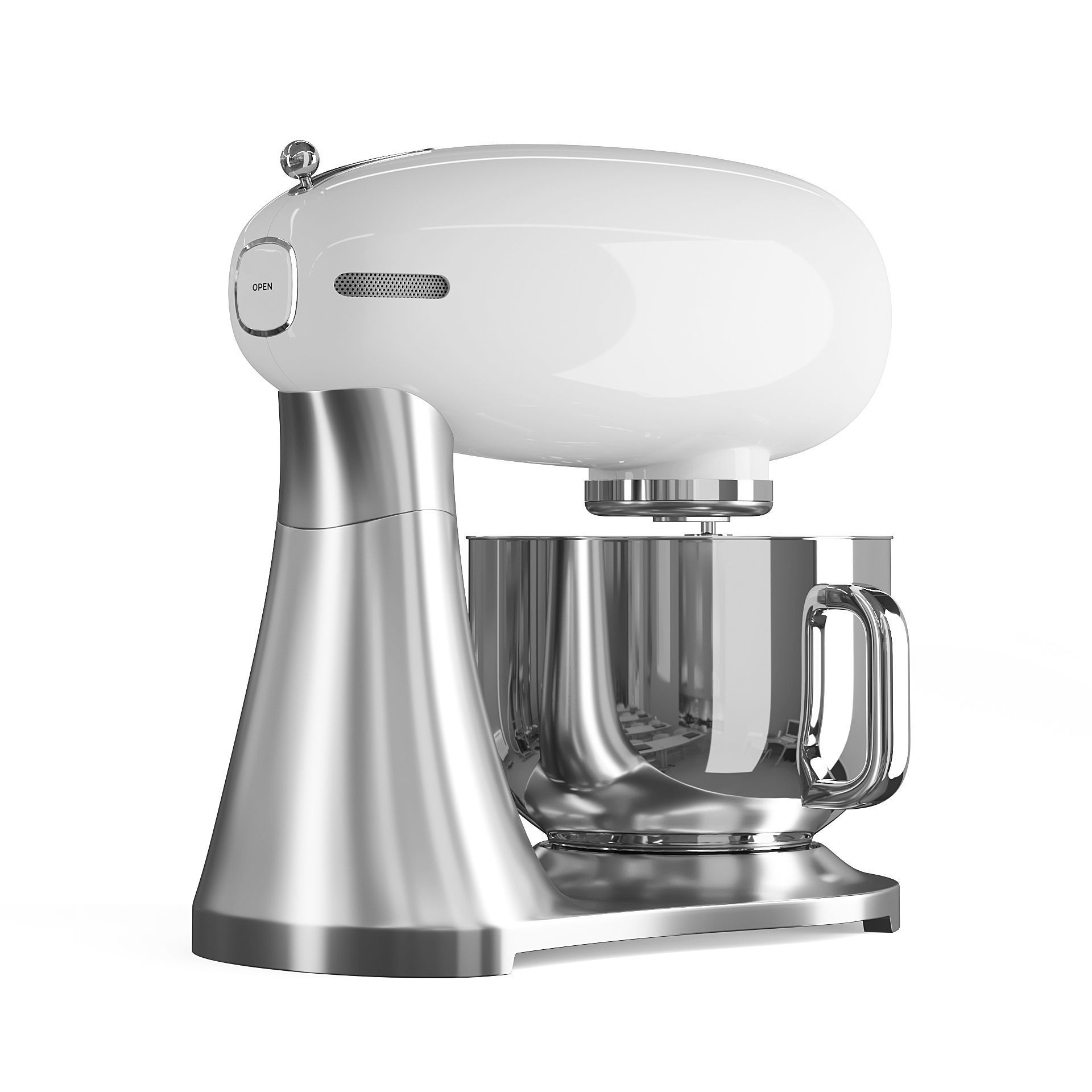 White Food Processor 3D model_2