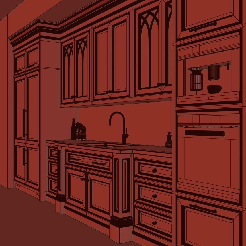 Classic kitchen 1 3D model_16