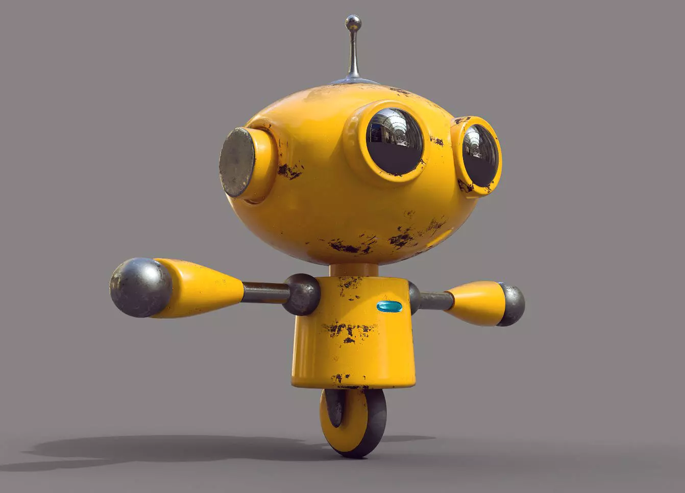 Small Little Robot Low-poly 3D model_0