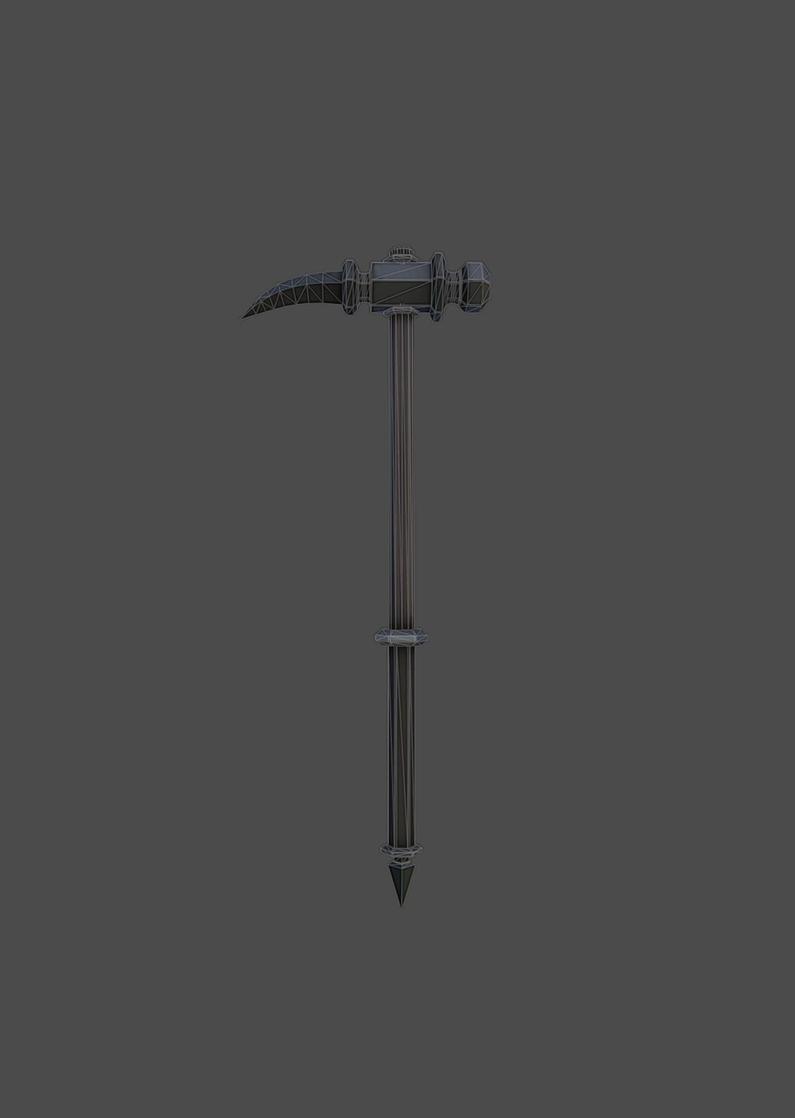 Knight hammer Low-poly 3D model_3