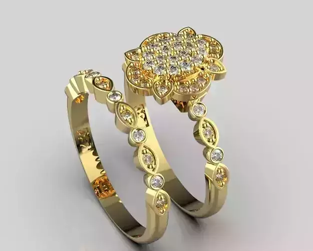 engagement ring and back ring Silver Gold  Print 3D print model