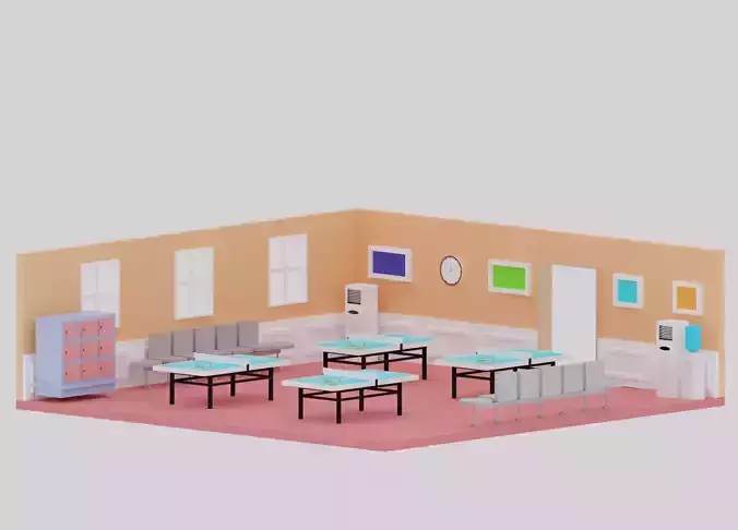 Cartoon Table Tennis Ping Pong Room