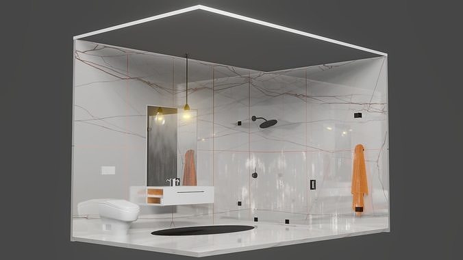 WC - SAHARA BLANC MARBLE Low-poly 3D model