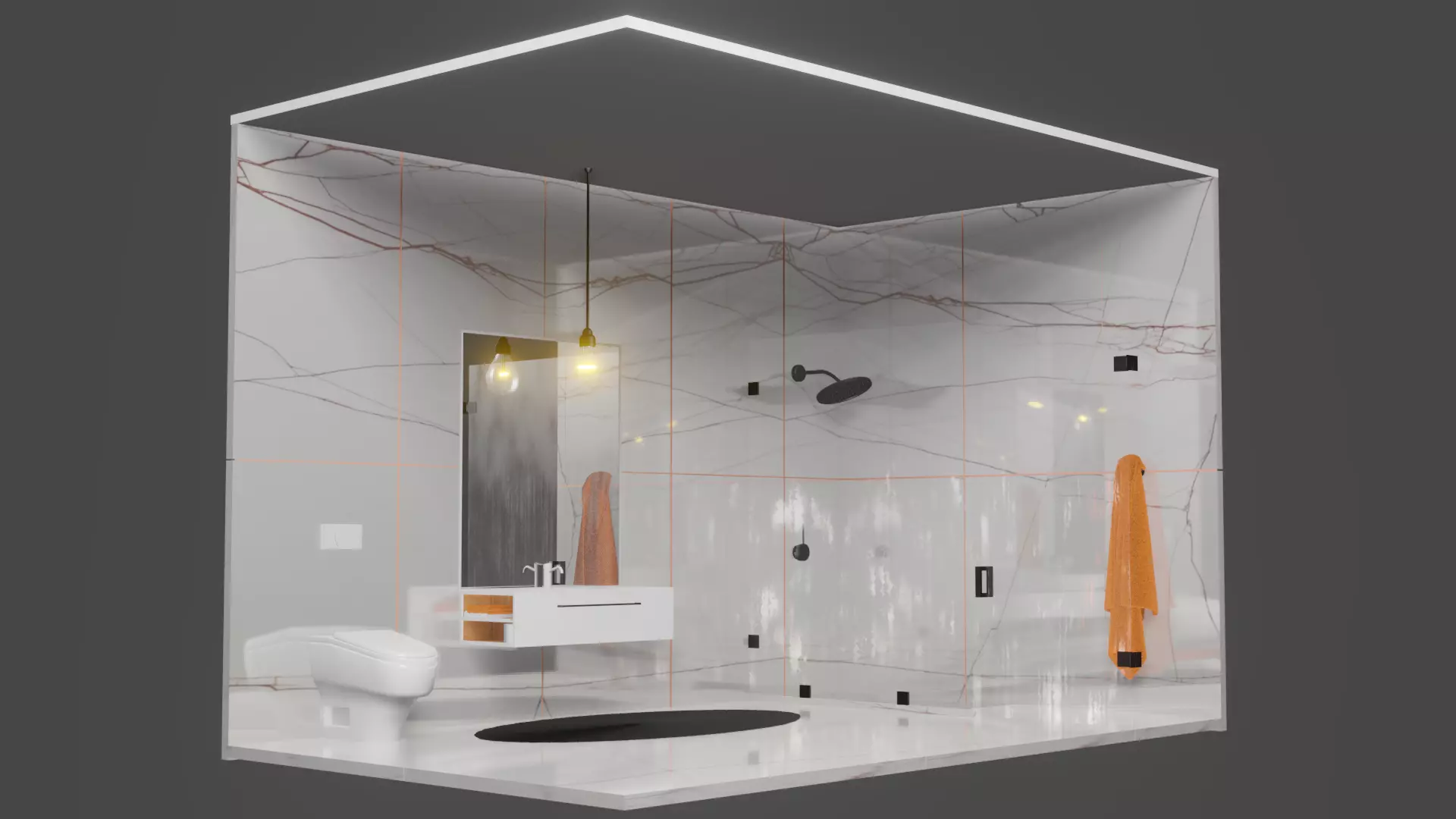 WC - SAHARA BLANC MARBLE Low-poly 3D model_0