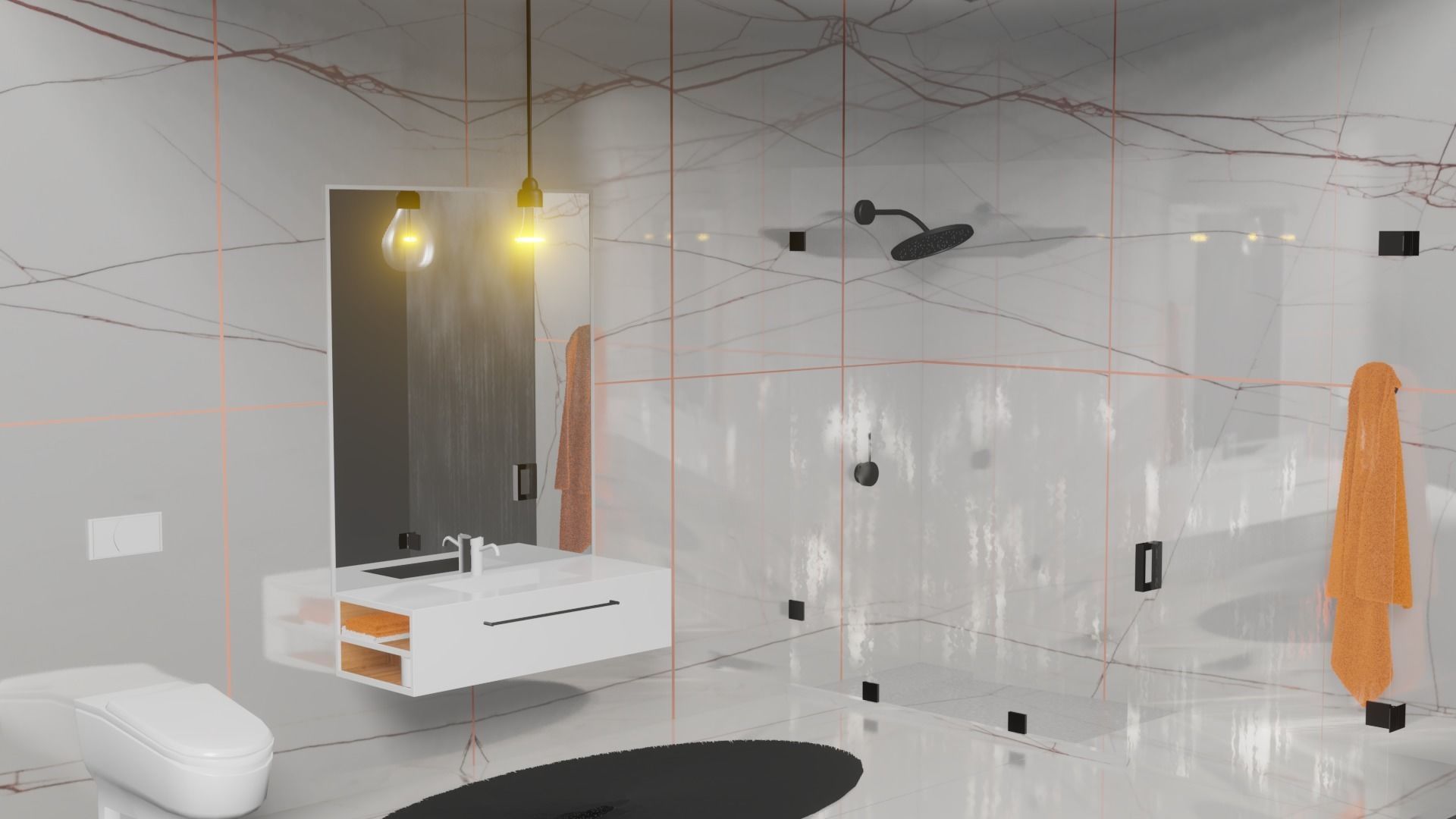 WC - SAHARA BLANC MARBLE Low-poly 3D model_1