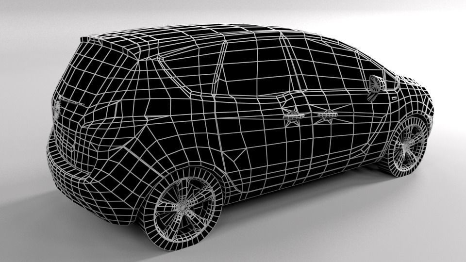 OPEL MERIVA 2011 LOWPOLY Low-poly 3D model_7