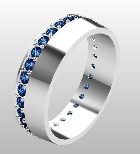 Woman engagement ring with gems 3D print model