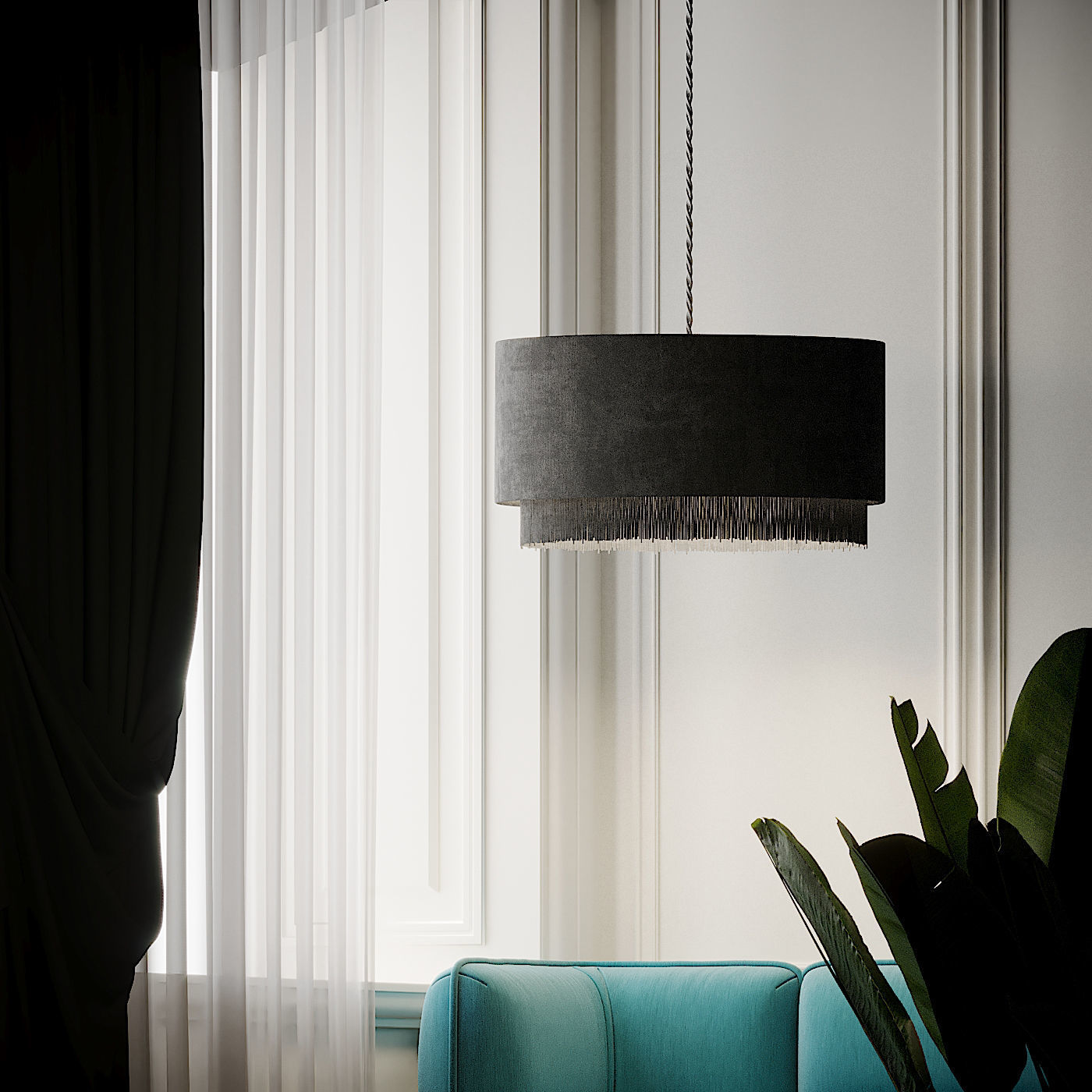 Clarendon Easy Fit Shade Pendant 3D model_2