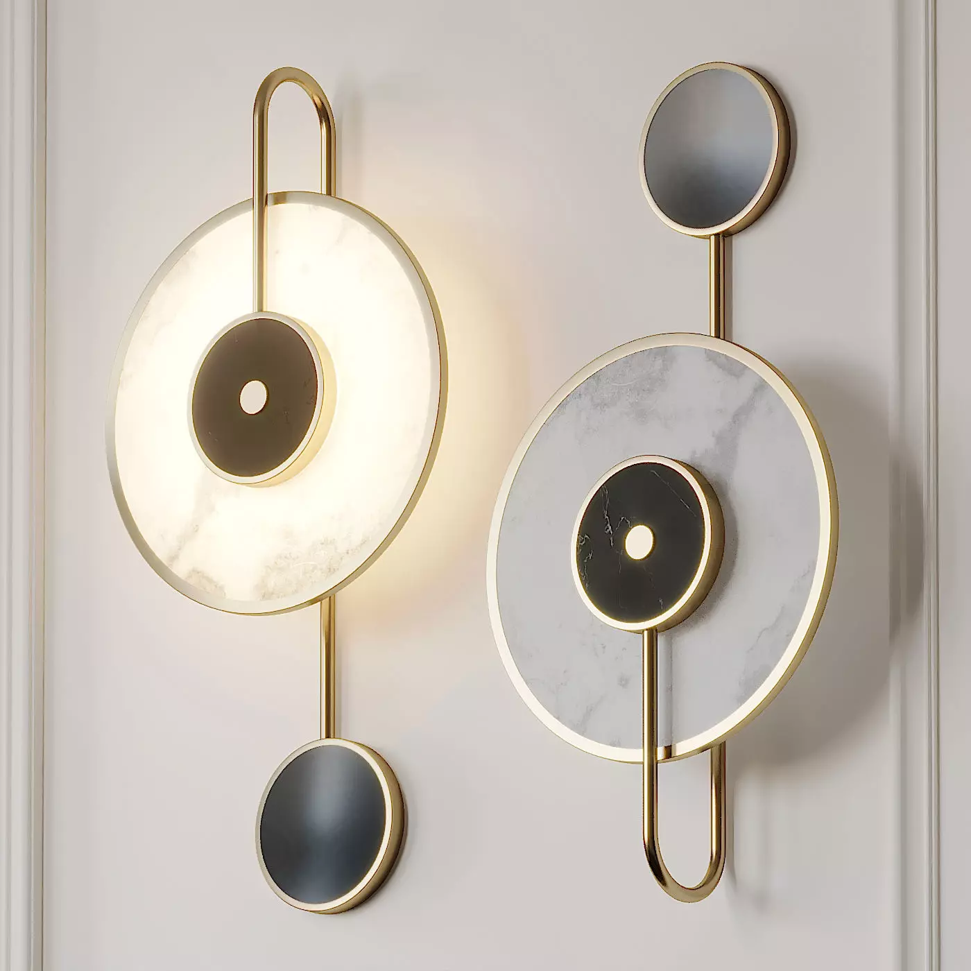 Natural Marble LED Wall Lamp 3D model_0