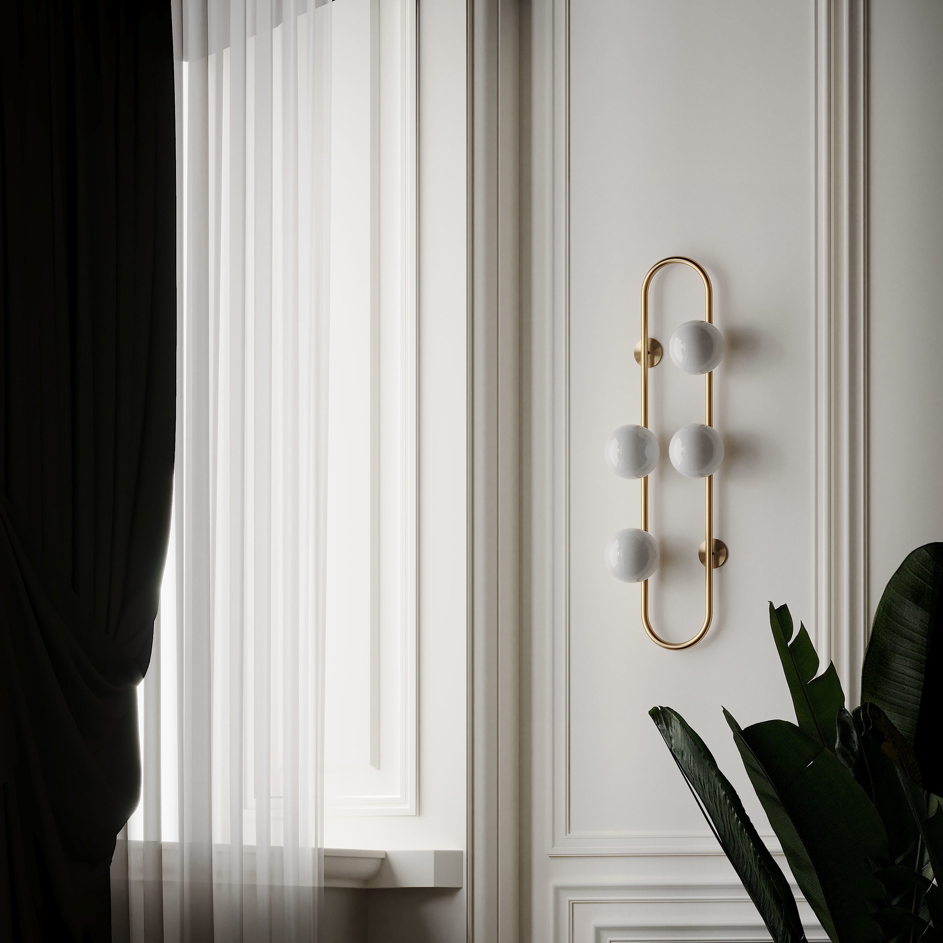 Nordic Creative Glass Ball Wall Lamp 3D model_7