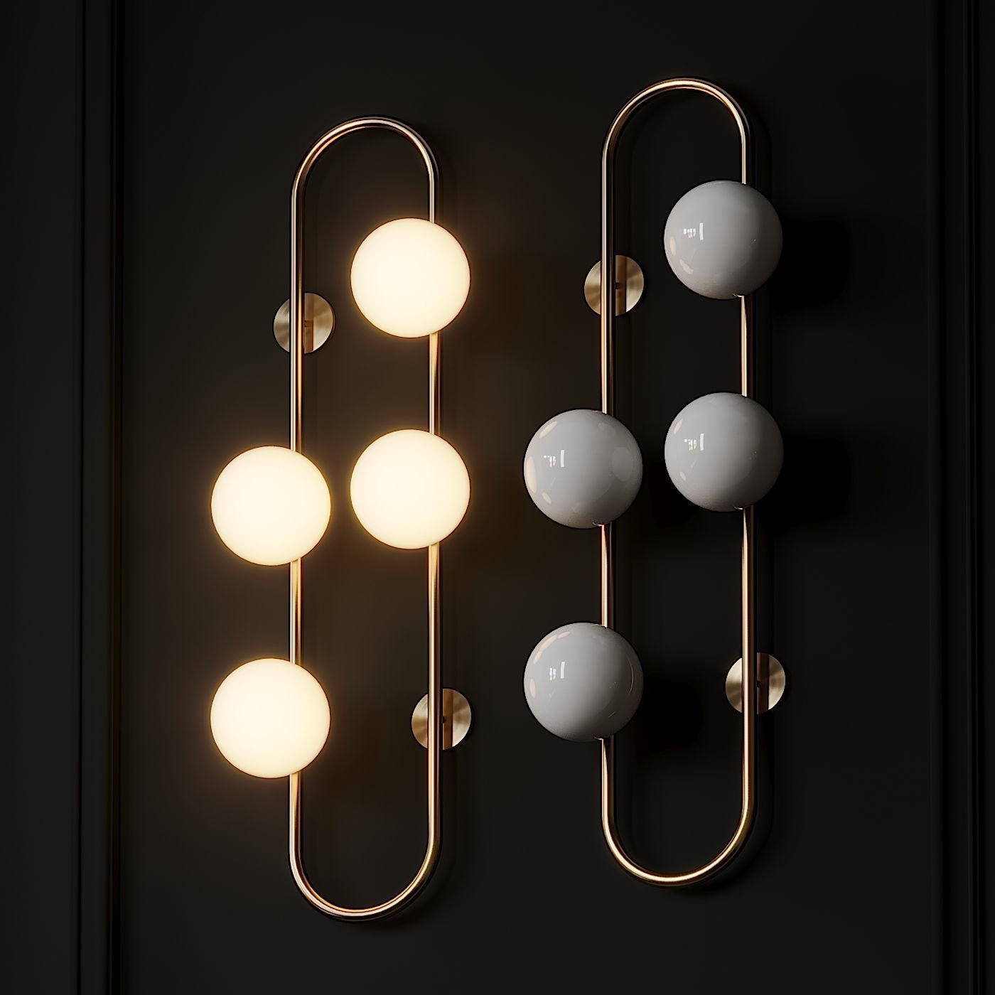 Nordic Creative Glass Ball Wall Lamp 3D model_4