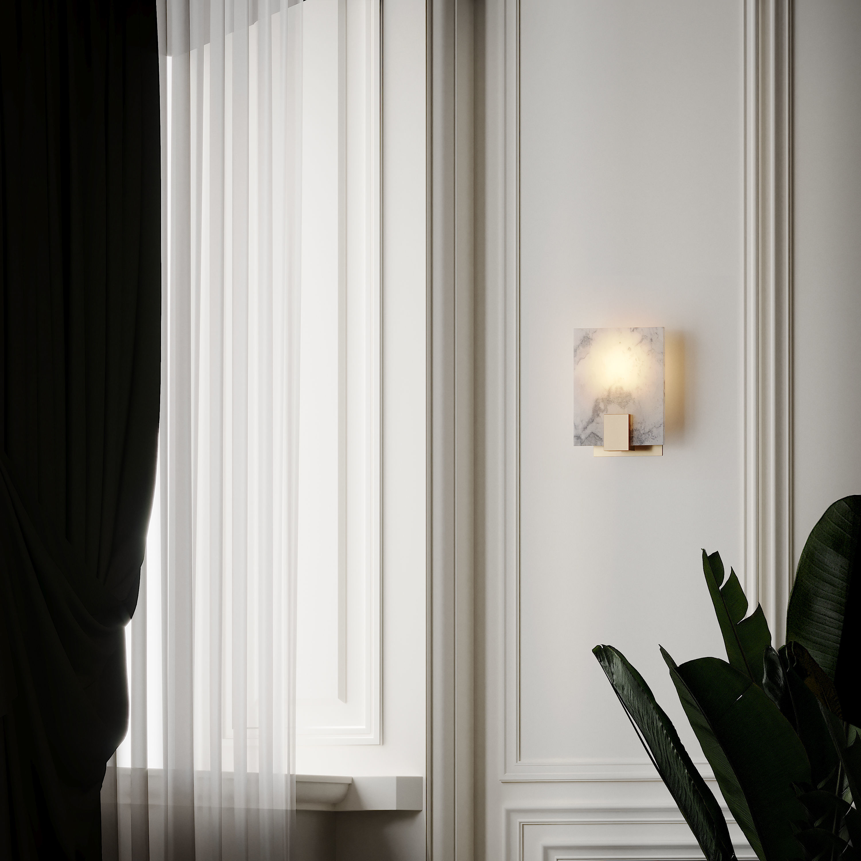 Marble Nordic Wall Lamp 3D model_1